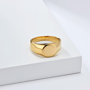 yunnique minimalist style, cool and elegant round stamp-shaped <b>titanium</b> steel <b>ring</b>, a touch of luxury and sophistic - Product Image 3