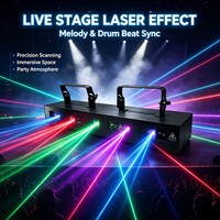 Laser de scène animé RVB 4 têtes 12W pleine couleur avec scanner DMX512 et contrôle sonore pour club, discothèque, bar, fête