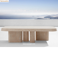 Table basse d'extérieur de qualité supérieure en marbre poli à la main à grain unique Style minimaliste moderne Utilisation par tous les temps pour les hôtels