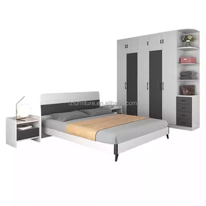 Customizable Affordable Apartment <b>Bedroom</b> Furniture Complete Sets With Wooden Bed Wardrobe TV Catinet Nightstands & <b>Desk</b> Set - Product Image 6