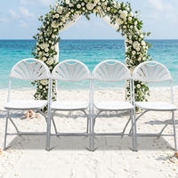 Ensemble table et chaises pliantes modernes en plastique blanc pour parcs, événements extérieurs, fêtes et jardins