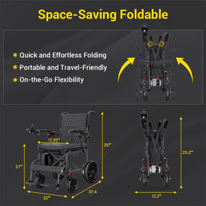 Silla de Ruedas Eléctrica Ultraligera Plegable con Batería de Litio, Marco de Carbono, Personalizable para Viajes, para Personas Mayores con Discapacidad - Product Image 4