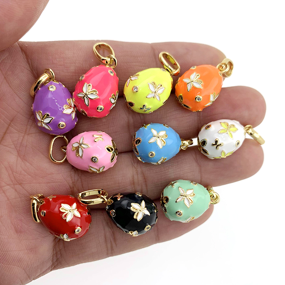 Pendentif Coeur En Forme D'oeuf, Style Fabergé, Multicolore émaillé, Alliage