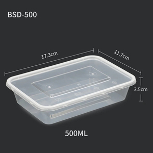 Conteneur alimentaire jetable en PP transparent de 500 ml avec couvercle pour emporter, boîte de préparation de repas rectangulaire, compatible micro-ondes, qualité alimentaire, sans BPA - Product Image 2