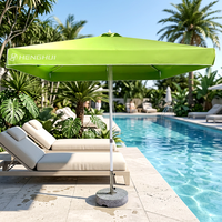 Parasol de marché octogonal commercial de 2,7 m en aluminium, imperméable, avec mât central, pour tables extérieures de restaurant
