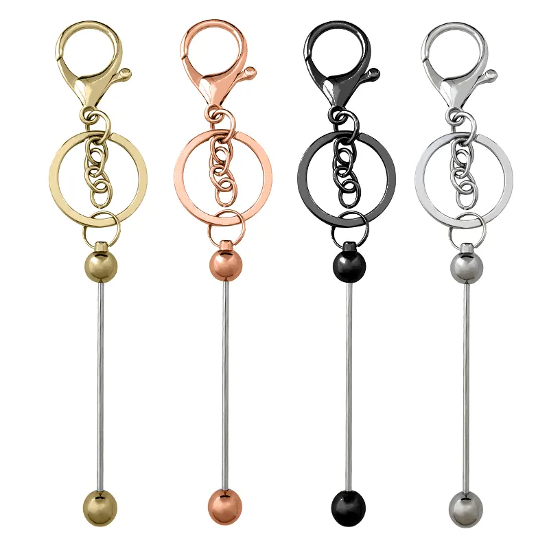 2mm gioielli personalizzati Twist Lock portachiavi in metallo artigianale vuoto aggiungi un gancio portachiavi con barra di perline perline portachiavi con perline fai da te