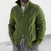 Manteau Pull Homme Automne Hiver en Fausse Fourrure et Laine, Veste Tricotée Épaisse à Fermeture Éclair, Cardigan Chaud Décontracté