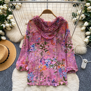 Blusas Casuales <span class=keywords><strong>de</strong></span> <span class=keywords><strong>Manga</strong></span> Larga con Capucha para Otoño, Camisas Estampadas para Mujer, Tops Casuales para Dama, Ropa al por Mayor para Mujer - Product Image 4