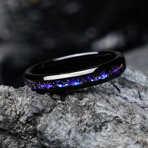 POYA <span class=keywords><strong>Anello</strong></span> Nuziale in Tungsteno Blu <span class=keywords><strong>Viola</strong></span> Galassia 4mm 8mm Comfort Fit, <span class=keywords><strong>Anello</strong></span> per Coppia in Acciaio Inossidabile Nero per Uomo e Donna - Product Image 4