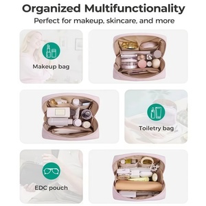 Bolsa de Cosméticos Acolchada de Nailon Personalizada, Organizador de <span class=keywords><strong>Maquillaje</strong></span> Portátil Impermeable con Cierre de Cremallera, Gran Capacidad para Viajes de Mujeres - Product Image 3