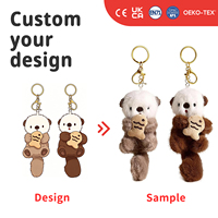 Porte-clés en peluche Otter personnalisé OEM ODM, breloque de sac mignonne en forme d'animal en peluche pour cadeau souvenir et vente au détail
