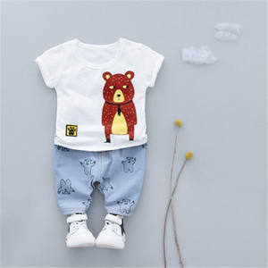 Conjuntos de Ropa Infantil con Diseño de Oso, 130 cm, Estilo Harajuku, Camisetas de Dibujos Animados para Niños y Pantalones, Producto de China - Product Image 3