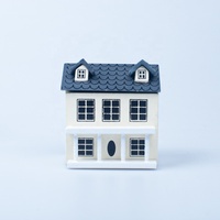 Ensemble de meubles de maison de poupée en bois à l'échelle 1:12, modèle de jouet miniature avec murs roses mignons et toit gris