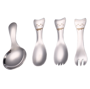 DFB0319 Juego de Cubiertos de Acero Inoxidable SUS 304 para Niños, Estilo Gatito - Product Image 2
