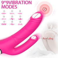 Masturbateur féminin 2 en 1, produit sexuel, vibrateur double extrémité à 9 fréquences, vibrateur pour point G et clitoris, jouets sexuels pour femmes