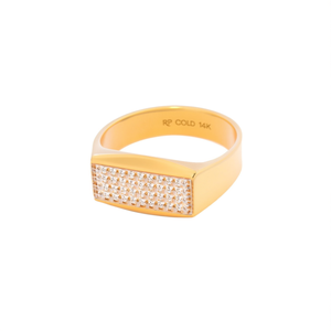 Mens 14K Gold Plated Rectangular Pave Setting <b>Crystal</b> Rhinestone Luxury Cocktail <b>Ring</b> Everyday Wear - Product Image 2