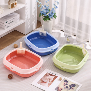 กระบะทรายแมวแบบกึ่งปิด 40.4x33.6x10.9 ซม. พร้อมที่ตัก สำหรับแมวและสุนัข รูปทรงสี่เหลี่ยมผืนผ้า วัสดุ PP - Product Image 1