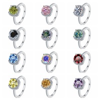 Bague pour femme en moissanite couleur D, plaqué platine or, style classique, forme géométrique, 2 carats, vente en gros, diffusion en direct transfrontalière