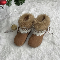 Bottes de neige pour femmes 2026, nouvelle collection hiver, avec garniture en fausse fourrure, décorations en dentelle, cordon de serrage latéral, doublure en coton chaud, antidérapantes, bottines à logo personnalisé
