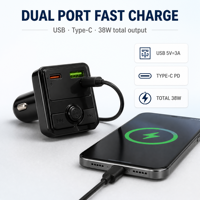 Chargeur de voiture Bluetooth, lecteur de musique MP3 Bluetooth pour voiture, transmetteur FM mains libres, chargeur de téléphone double USB