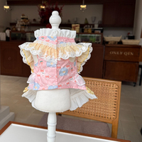Robe de princesse Lolita rose faite à la main pour chien, combinaison chaude pour chat, vêtements fantaisie pour animaux de compagnie
