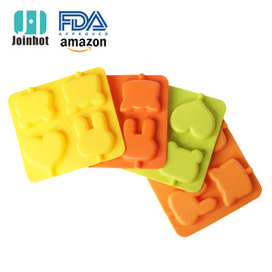 Japanese Silicone Lollipop Mold 4-Hole Heart Rabbit Chocolate Cake Molds Non-Toxic Cute Design For Valentine'S Day - Product Image 2