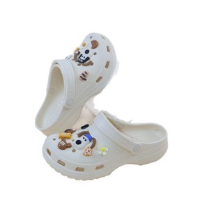 Sabots pour enfants Walker Dog, beige, antidérapants, intérieur/extérieur, bébé unisexe, chaussures d'été avec décorations de dessins animés - Product Image 1