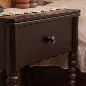 French Style Vintage Solid Wood Nightstand With <b>Storage</b> Drawer Bedroom Furniture - Product Image 4