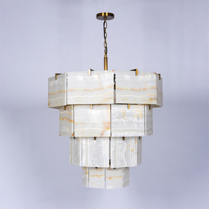 Lámpara Colgante de Lujo con Panel de Jade Natural, Marco de Aleación, Diseño en Niveles, para Sala de Estar, Comedor, Hotel, Villa - Product Image 3
