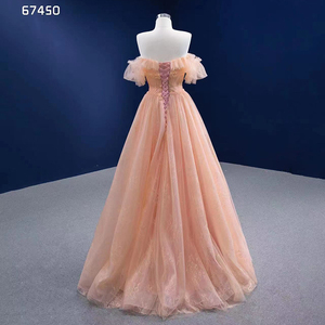 Robe de soirée élégante pour femme Rsm67450, en dentelle orange, bustier, coupe trapèze, transparente et brodée, pour soirée - Product Image 4
