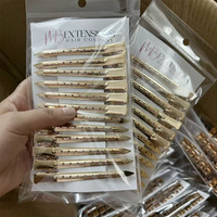 Pinces à cheveux en acier inoxydable personnalisées de 9 cm, pointues, en forme de bec de canard, dorées ou argentées, barrettes alligator, accessoires DIY