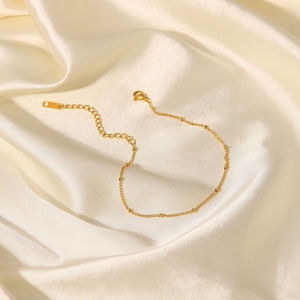 New Trendy Jewelry Non Tarnish 18K Gold Plated Stainless Steel Bead <b>Chain</b> Women's Fashion Anklet Wholesale - Product Image 5