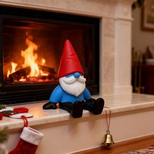 Figuras de Duendes Navideños Impresas en 3D - Adornos en Esquema de Color Rojo y Azul - Product Image 4