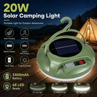 Lámpara Solar LED de 20W ABS para Exteriores, Camping, 2400mah, Lámpara de Trabajo con Energía Solar, Lámpara Colgante Solar