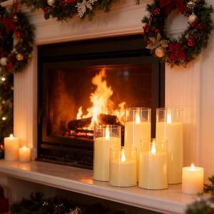 Lampe à bougie LED sans flamme, alimentée par piles, en plastique, lumière décorative de mariage avec effet de scintillement - Product Image 6