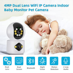 Caméra de surveillance WiFi 4MP à double objectif avec suivi humain IA, rotation panoramique/inclinaison à 360°, audio bidirectionnel, pour intérieur domestique - Product Image 3