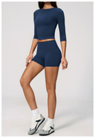 TongJoes Nouveauté 2026 Ensemble de yoga uni pour femme, coupe ajustée, taille haute, avec logo frontal, anti-transpiration, pour fitness en extérieur