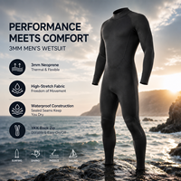 Combinaison de plongée intégrale en néoprène 3 mm pour homme, à manches longues, pour les écoles de surf et de plongée