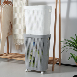 Plastic Laundry Basket Removable Washing Basket Clothes Container Household Basket <b>Bins</b> for Bathroom - Product Image 2