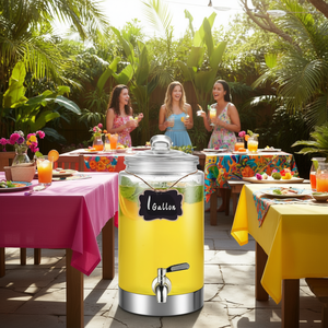 Dispenser per bevande in acciaio inox da 1 gallone, in vetro, per succhi, tè freddo, limonata, acqua, con rubinetto, per feste - Product Image 2