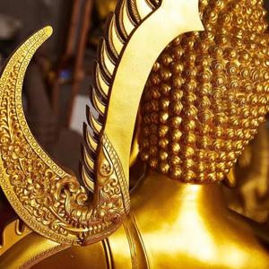 Statue de <span class=keywords><strong>Bouddha</strong></span> dorée de luxe en résine de fibre de verre, grande taille, pour intérieur et <span class=keywords><strong>extérieur</strong></span>, <span class=keywords><strong>Bouddha</strong></span> assis zen thaïlandais avec feuille d'aluminium, objet religieux - Product Image 2