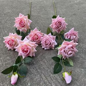 Fiore di Seta Artificiale Stile Europeo con Rami Alti, 4 Fiori e 1 Bocciolo, Decorazione Natalizia Ispirata allo Stile INS - Product Image 2