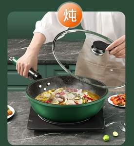 Maifan Stone-Poêle à frire antiadhésive en acier inoxydable, capacité de 20cm, capacité de 1 à 2L, pour la cuisine à domicile, cuisinière à gaz à induction compatible - Product Image 1