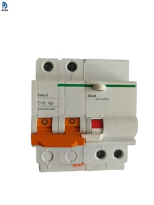 EA9RN2C1030C 2P 10A 30mA RCBO Integrado Curva C Montaje en Riel DIN Protección Combinada Contra Sobrecarga, Cortocircuito y Falla a Tierra para Res - Product Image 1