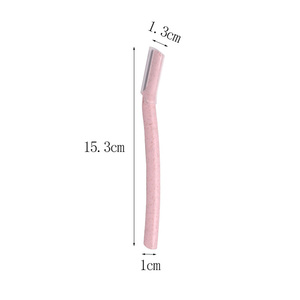 Eco-friendly Women's Eyebrow Trimmer Pink Dermaplaning <b>Tool</b> Biodegradable Wheat Straw Razor for Hair Removal Nature-Friendly - Product Image 4