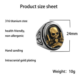 Men's Titanium Steel Skull <b>Ring</b> <b>Silver</b> And Gold Cross Shape Punk Fashion Jewelry Gift - Product Image 5