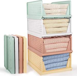 Home Storage Box Pull-Out Basket Shelf Rack Drawer-Type <b>Wardrobe</b> Clothes Storage Layered Partition Dinnerware Rack Storage - Product Image 1