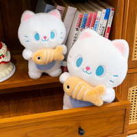 Juguete de Peluche Súper Suave y Adorable, Gato con Forma 3D Sosteniendo un Pez, Alta Calidad, Varios Tamaños, Personalizable, Juguete de Moda