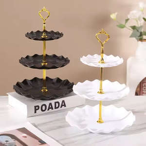 Support de table à dessert à 3 niveaux pour gâteau Assiette de service aux fruits pour la décoration de gâteaux de mariage - Product Image 1