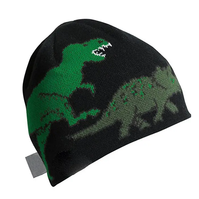 Topi beanie bayi personalisasi dengan tali merino wol rumbai pola dinosaurus topi hewan
